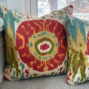 Colorful Ikat Pattern Throw Pillow